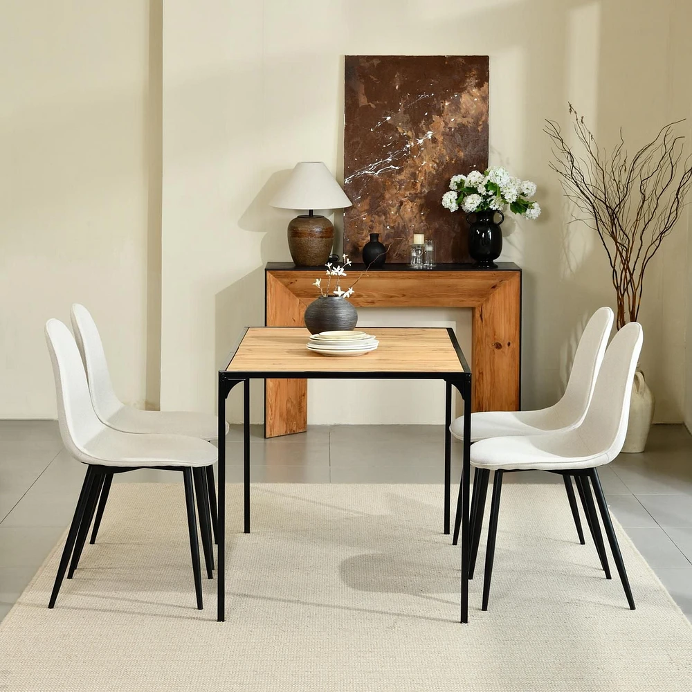 Ensemble de table à manger Homy Casa 5 pièces pour petits espaces – Table moderne avec 4 chaises ergonomiques rembourrées, ensemble de cuisine compact