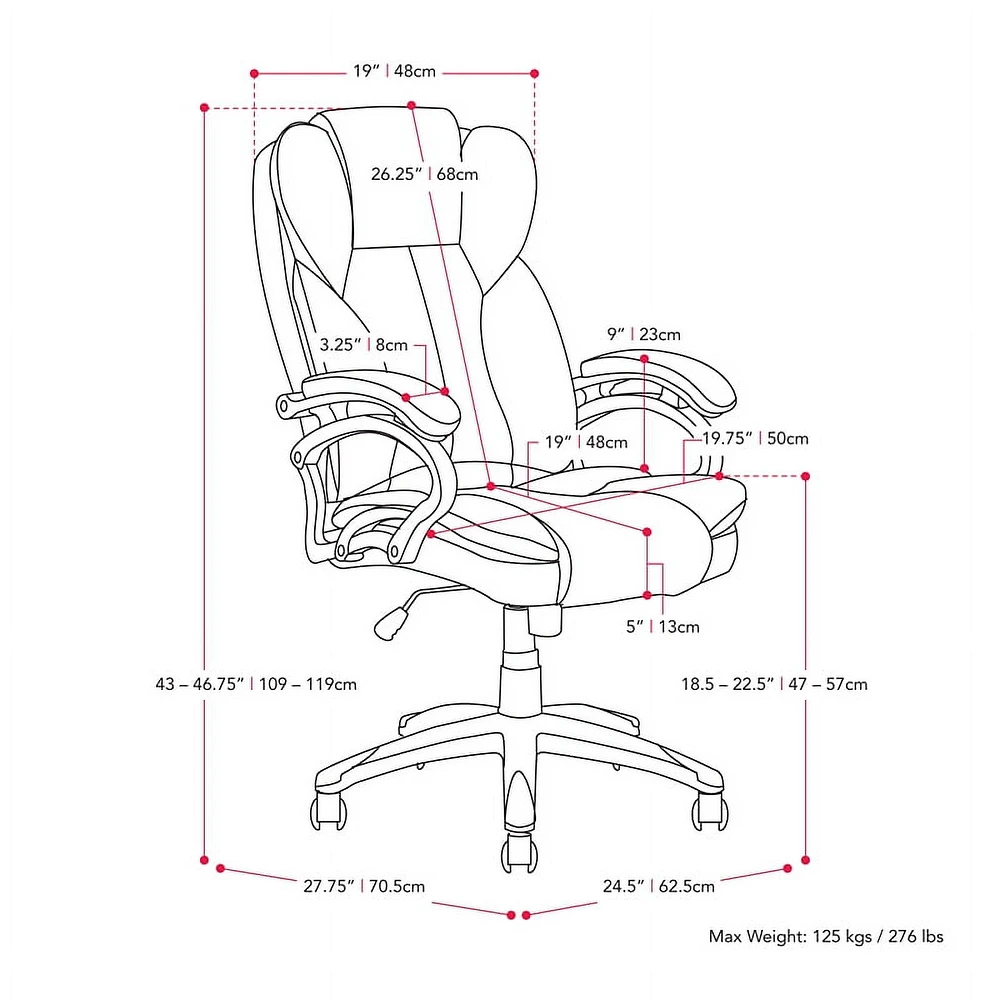 Leon Black Soft Fabric Upholstered Modern Executive Office Chair