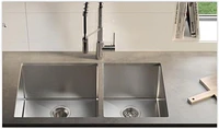 American Imaginations AI-29361 29 pouces Évier de cuisine en nickel brossé approuvé par W CUPC avec finition en nickel brossé et calibre 18