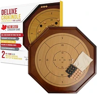 Tradeopia Jeu de Crokinole en Bois Brun 2-en-1, Retournez le Plateau pour Jouer aux Échecs ou aux Dames