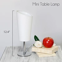 Simple Designs Mini lampe de table chromée avec abat-jour en tissu inclin