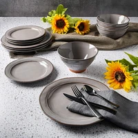 Gibson Elite Terranea 12 Piece Dinnerware Set, Grey, Terracotta
