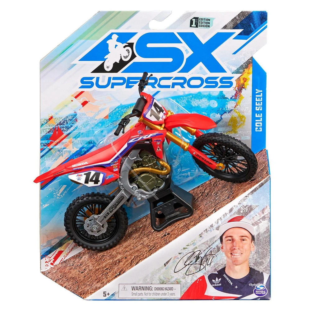 Supercross, Authentic Cole Seely 1:10 Scale Collector Die-Cast Motorcycle Replica with Display Stand