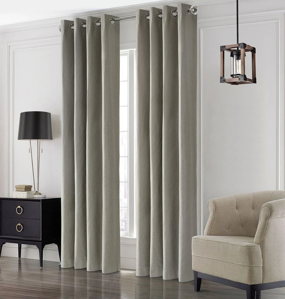 Peru pair de rideaux à oeillets 100% opaques par Thermaplus - 52 po x 84 po, gris pâle