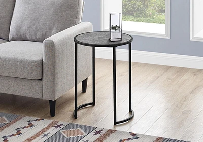 Monarch Specialties  Table D'appoint, Coté, Rond, Bout, Table De Nuit, Lampe, Salon, Chambre À Coucher, Stratifié Gris, Métal Noir, Contemporain, Moderne