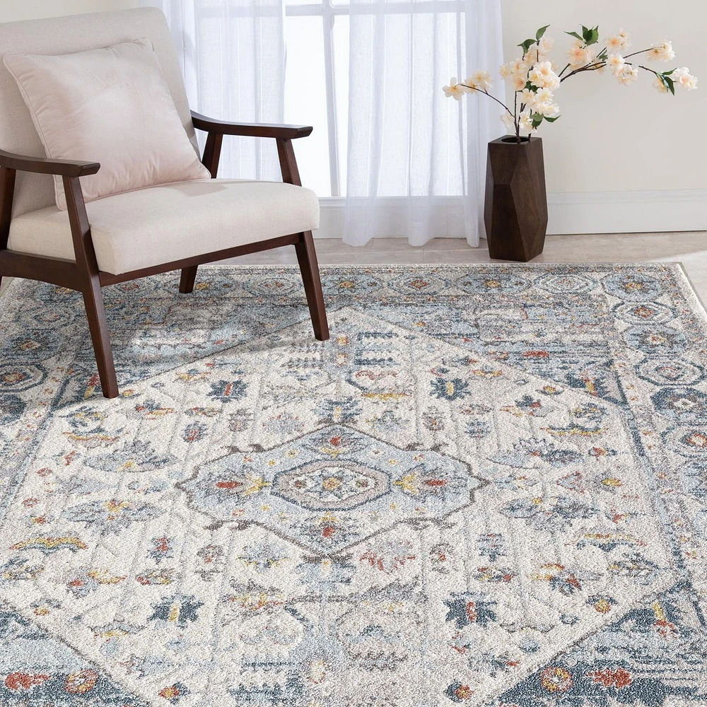 Vesta Cream and Blue Woven Area Rug