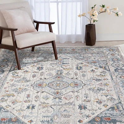 Tapis tissé crème et bleu Vesta