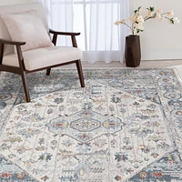 Vesta Cream and Blue Woven Area Rug