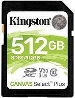 Kingston 512GB SDXC Canvas Select Plus 100R C10 UHS-I U3 V30 (SDS2/512GBCR)