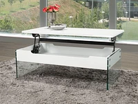 Table basse à plateau relevable Kyle, blanc