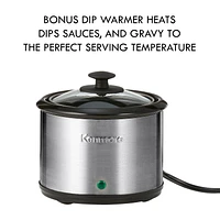 Kenmore 7-Qt Programmable Slow Cooker with Dipper (6.6L), Black & Silver, Easy to Use for Family Meals