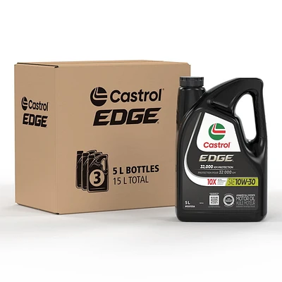 Huile Castrol EDGE 10W30 entièrement synthétique, 3 bidons de 5 L