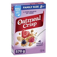 Oatmeal Crisp Breakfast Cereal, Triple Berry, Family Size, High Fibre, 570 g, 570 g