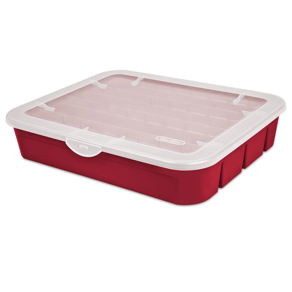 Sterilite Adjustable Red Ornament Case