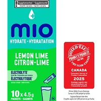 Hydrate Aromatisant D'Eau Liquide Citron Vert Avec Électrolytes 4, 5 G Paquets, 10 Ct Boîte Mio hydrater citron vert 3.8G X 10