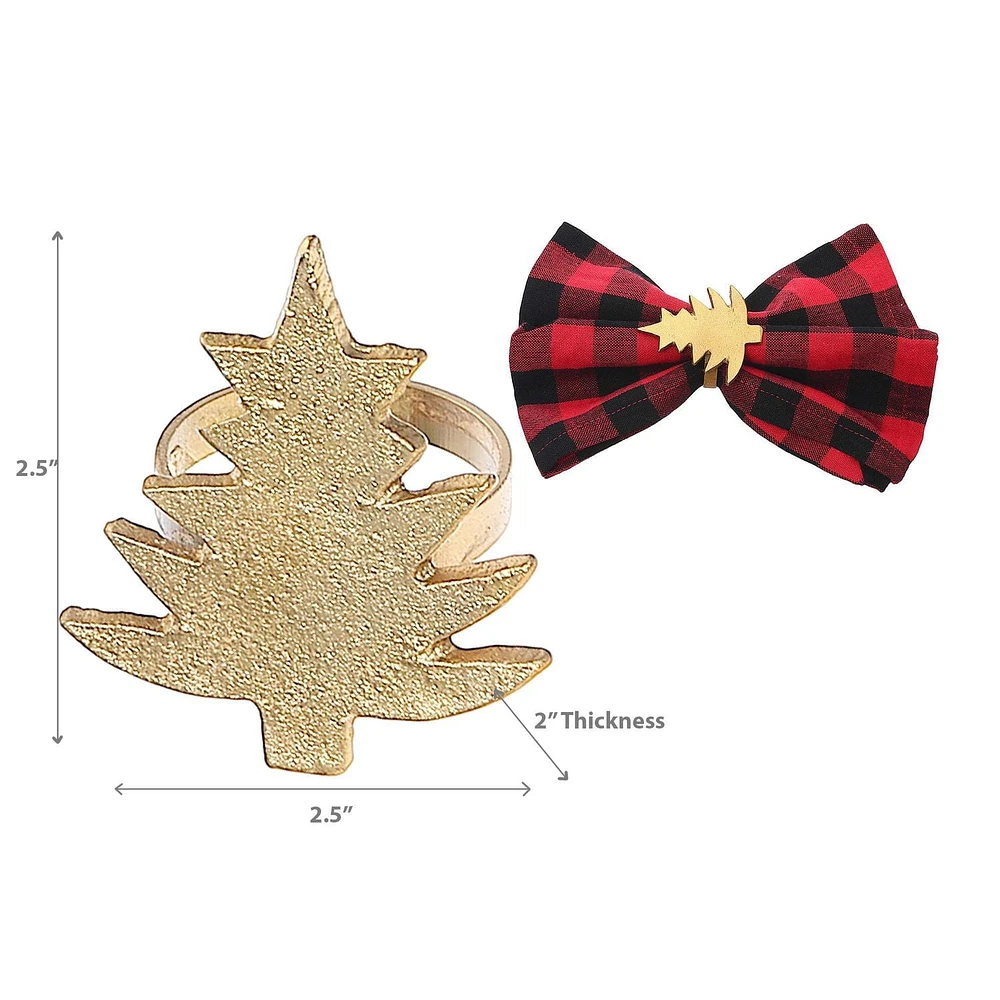 Christmas Metal Tree Tapkin Ring Gold - Ensemble De 6