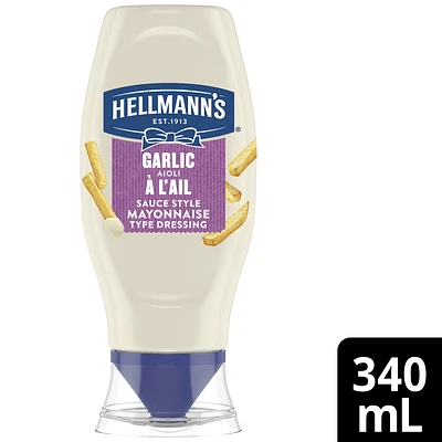 Hellmann's Garlic Aioli Mayonnaise, 340 mL, Garlic Aioli Mayonnaise Type Dressing