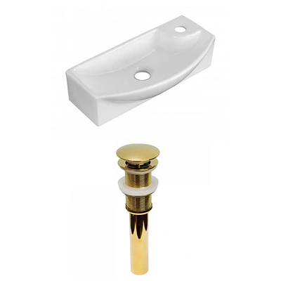 American Imaginations -in. W Wall Mount White Bathroom Vessel Sink Set For 1 Hole Right Faucet AI