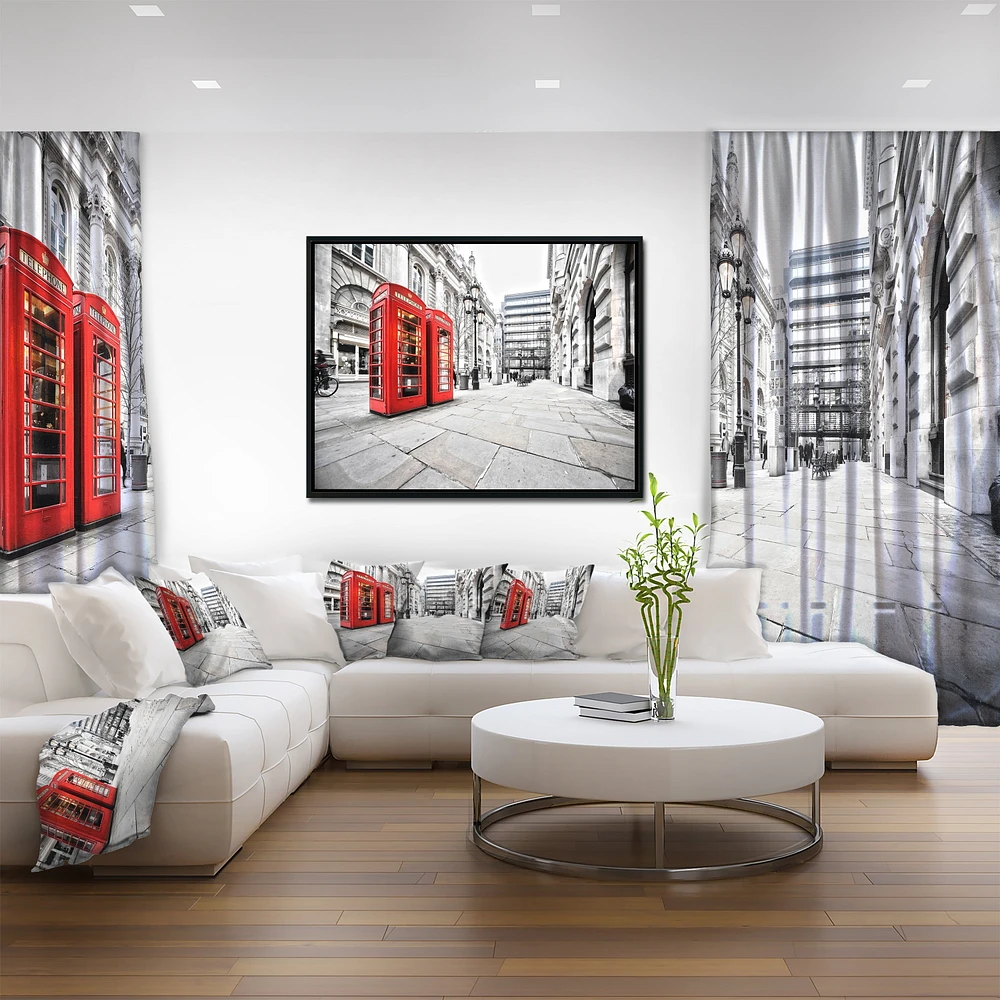 Design Art Phone Booths on Street Framed Canvas Art Print