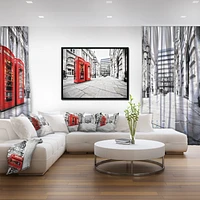 Design Art Phone Booths on Street Framed Canvas Art Print