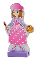 Melissa & Doug Disney Sofia la première et la poupée en bois avec habillage magnétique Ambre Princesse (jeu de simulation, pièces interchangeables, présentoirs, plus de 45 pièces)