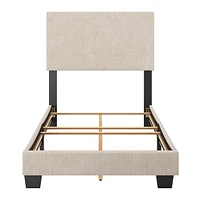 CorLiving Celeste Modern Upholstered Adult Twin Bed Frame with Headboard, Box Spring Required