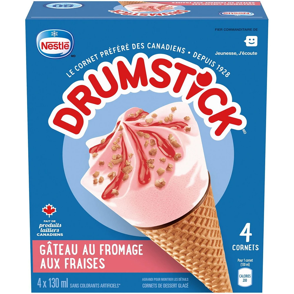 NESTLÉ® DRUMSTICK® Strawberry Cheesecake Cones 4 x 130 ml, 4 x 130 ML