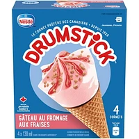 NESTLÉ® DRUMSTICK® Strawberry Cheesecake Cones 4 x 130 ml, 4 x 130 ML