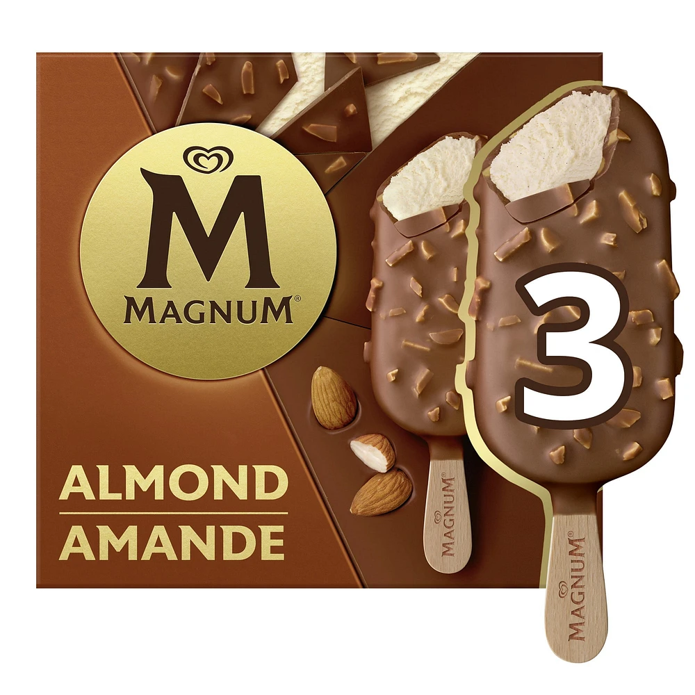 Magnum Almond covered with Belgian chocolate Ice Cream Bars, 3 x 100 mL