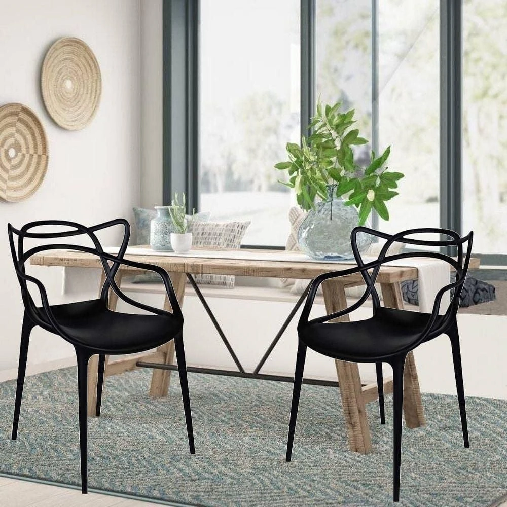 Chaise en plastique de style maître moderne du milieu du siècle, chaise d'intérieur et d'extérieur Chaise de patio Chaise de cuisine Hauteur d'assise de 18 pouces Chaise de restaurant Chaise empilable