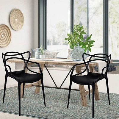 Chaise en plastique de style maître moderne du milieu du siècle, chaise d'intérieur et d'extérieur Chaise de patio Chaise de cuisine Hauteur d'assise de 18 pouces Chaise de restaurant Chaise empilable
