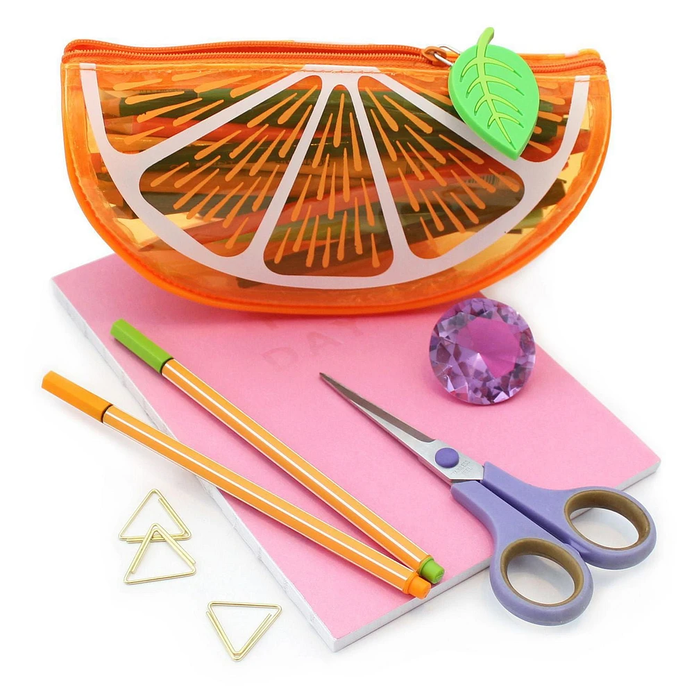 Pen+Gear Tinted Fruit Slice Pencil Pouch in Orange Design