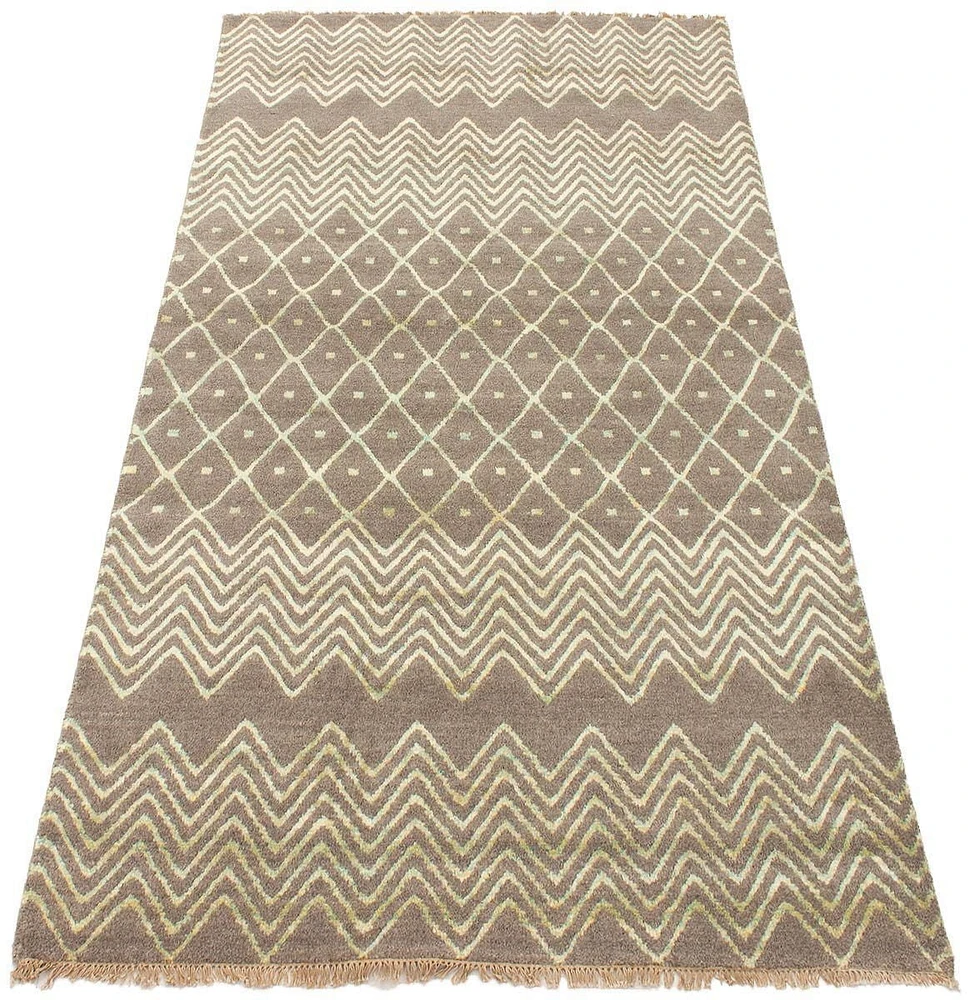 ECARPETGALLERY 5'1" x 8'2" Moroccan Eternity Hand-knotted Area Rug for Living Room, Dining Room and Bedroom in Grey