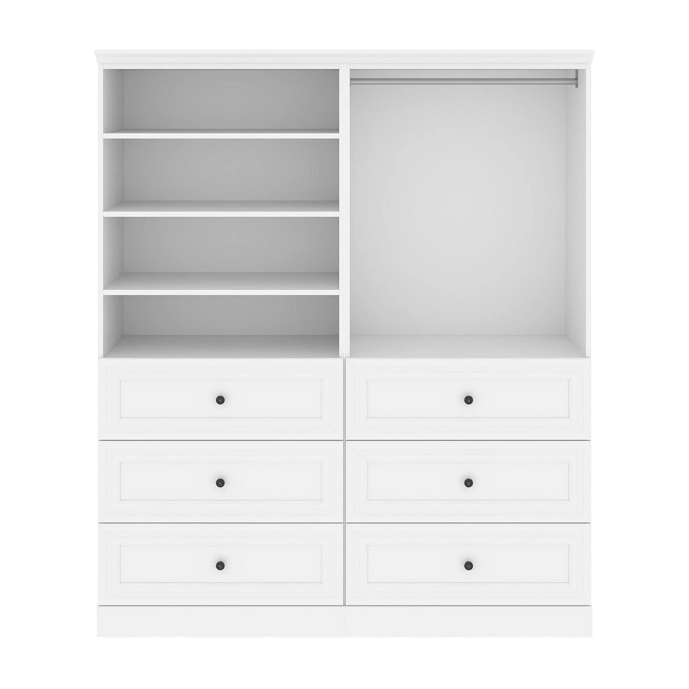 Bestar Versatile 72W Closet Organizer with Drawers in white