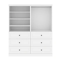 Bestar Versatile 72W Closet Organizer with Drawers in white