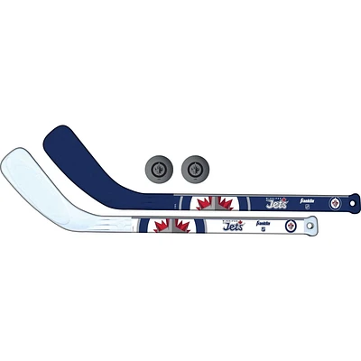 Franklin Sports LNH Ensemble de bâton de hockey miniature pour joueur des Jets de Winnipeg, 2 bâtons and 2 balles