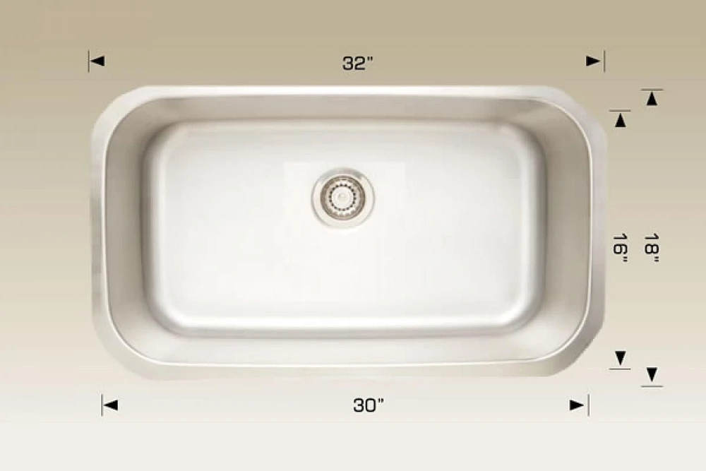 American Imaginations 32 pouces. W Évier de cuisine en acier inoxydable approuvé CSA avec 1 bol et calibre 18AI-34429
