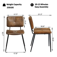 Homy Casa Lot de 4 chaises de salle à manger sans accoudoirs, avec revêtement en simili-suède, pieds en métal noir