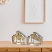 Crèche De Noël En Bois À Led - Lot De 2