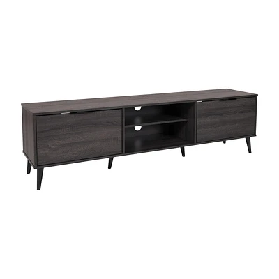 Meuble TV moderne CorLiving Cole avec rangement ouvert et fermé pour téléviseurs jusqu'à 85 pouces - Meuble TV pour salon, meuble TV élégant, centre de divertissement moderne avec rangement