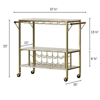 South Shore Maliza Chariot bar avec rangement à bouteilles et verres à vin