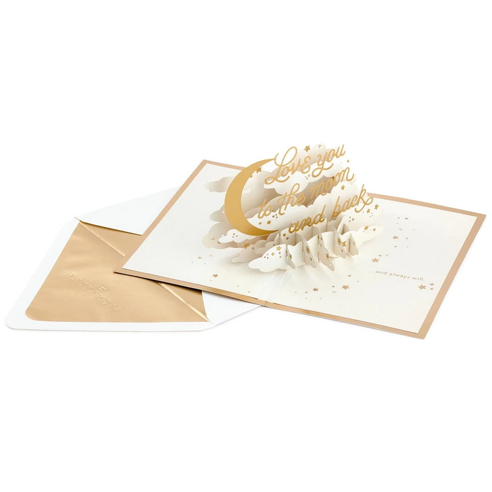 Carte Signature en relief – Paper Wonder de Hallmark – Carte de la Saint-Valentin, carte d'anniversaire, carte d'amour, carte romantique de fête (Lune et étoiles)