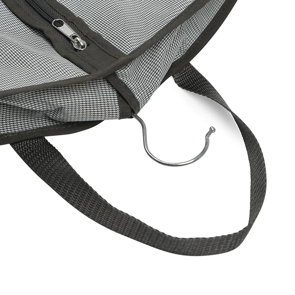 Mainstays Sac à vêtements pour le voyage et le rangement, respirant, avec fermeture éclair, poignées de transport pour pliage pour costumes robes manteaux, gris Taille de l'article:61cm x 7.6cm x 137.2cm; Couleur grise