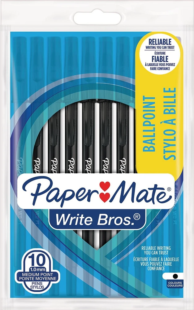 Stylos à bille Write Bros. de Paper Mate à pointe moyenne de 1 mm en noir