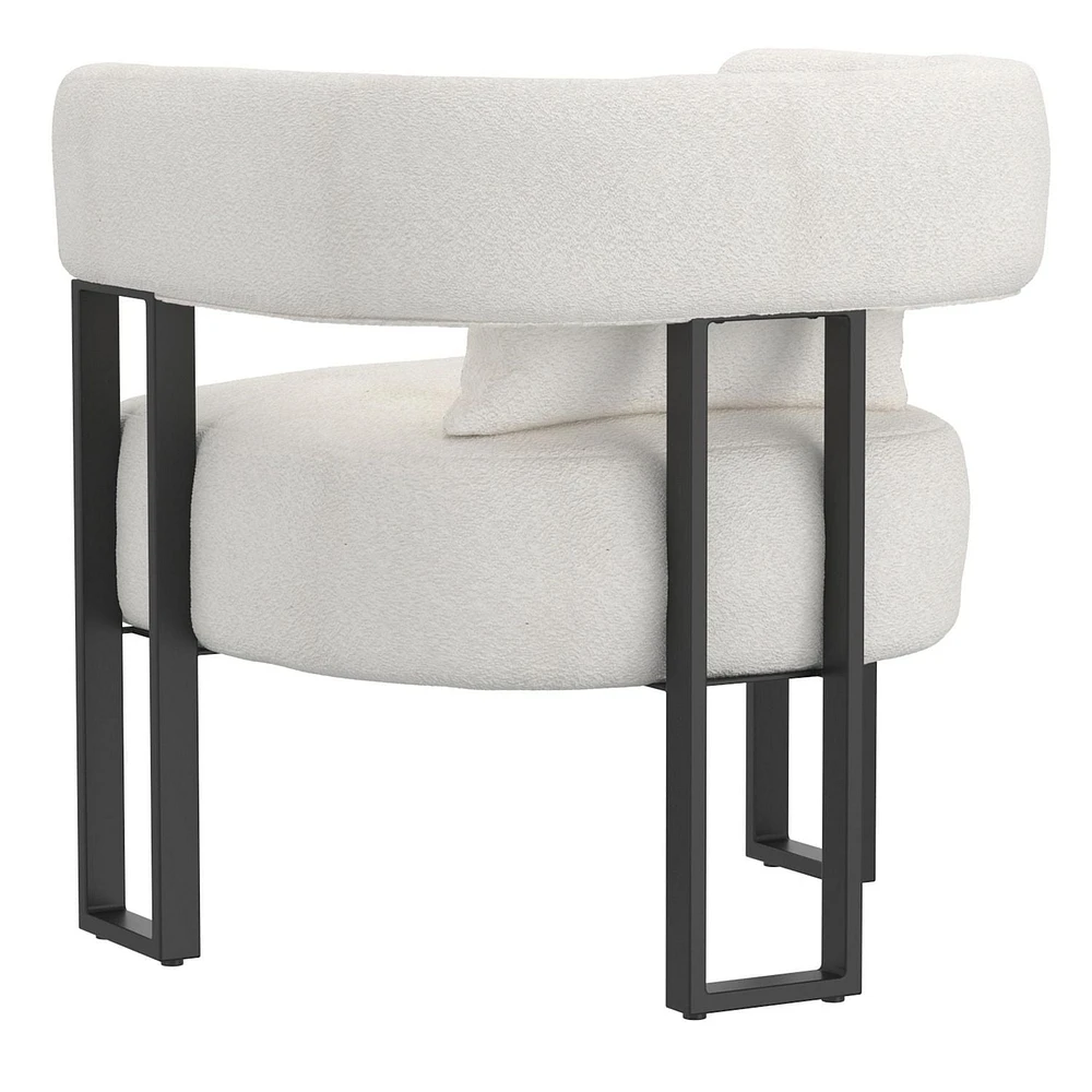 Contemporaine Tissu Bouclé Fauteuil - Ivoire et Noir