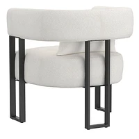 Contemporaine Tissu Bouclé Fauteuil - Ivoire et Noir