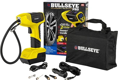 Bullseye Pro Digital Tire Pressure Gauge Air Pump 150 PSI w/Gauge Display Screen, Yellow,<br>As Seen On Tv
