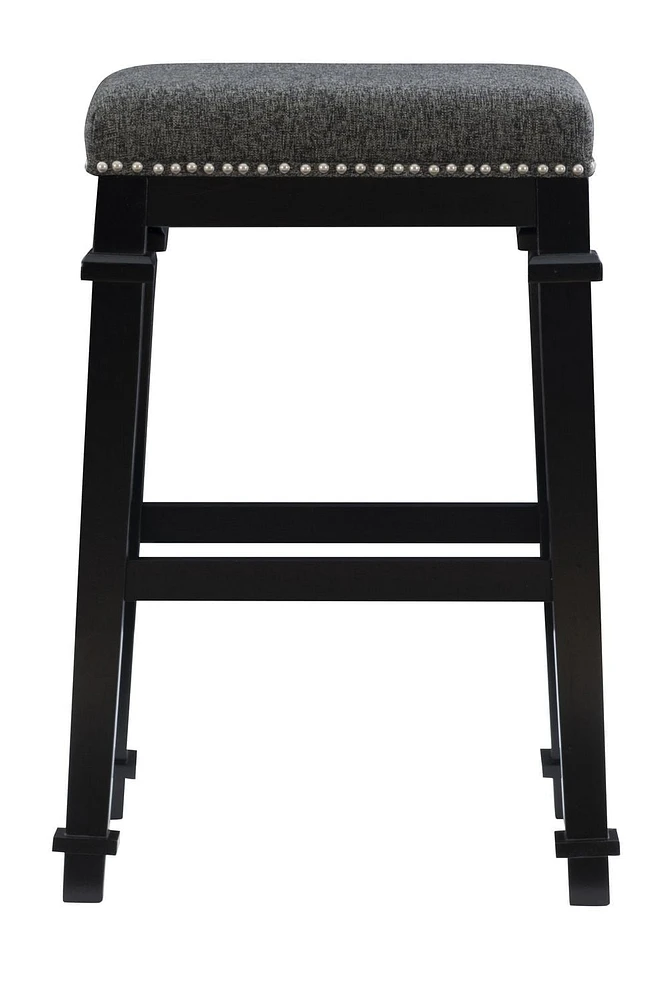 Brady Backless Black and White Tweed Bar Stool
