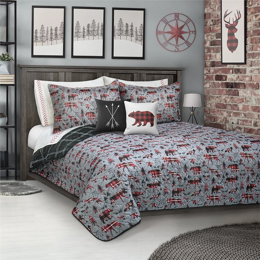 Safdie & Co. Courtepointe 3PC Ens K Nature Sauvage