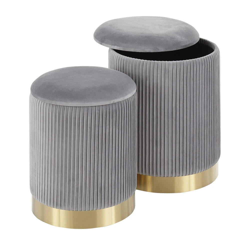 Ensemble de poufs gigognes Marla Nesting Pleated Ottoman Set de LumiSource